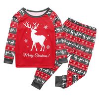 XGao Christmas Pajamas, 2Pcs Pajamas Set Christmas Children Kids Toddler Baby Print Letter Deer Top+Pants Cartoon Santa Outfit Boys Girls for 1 to 8 Years Gifts (Red, 5-6 Years)