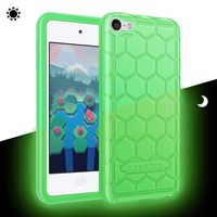 Fintie Silicone Case for iPod Touch 7 iPod Touch 6 iPod Touch 5 - (Honey Comb Series) Impact Shockproof Anti Slip Soft Protective Cover for iPod Touch 7th 6th 5th, Green-Glow in The Dark
