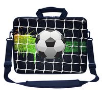 Meffort Inc 17 17.3 inch Neoprene Laptop Bag Sleeve with Extra Side Pocket, Soft Carrying Handle & Removable Shoulder Strap for 16" to 17.3" Size Notebook Computer - Soccer