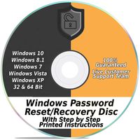 Windows Password Reset Recovery Disk Windows 10, 8.1, 7, Vista, XP #1 Best Unlocker Remove Software CD DVD (For All PC Computers)