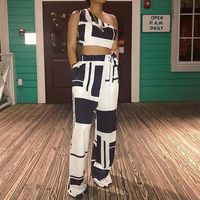 Women Two Pieces Jumpers Wide Leg Pants Long Trousers Sexy Strapless Vest Tops Overalls Hemlock (S, Black)