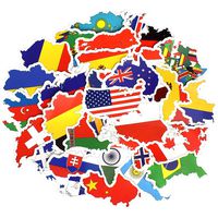 Honch Vinyl National Flag Country Map Stickers Pack 50 Pcs Country Flag Decals for Laptop Car Suitcase Water Bottle Helmet Truck
