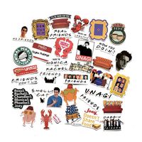 34 pcs Movie Friends Themed Waterproof Vinyl Stickers for Personalize Laptop, Car, Helmet, Skateboard, Luggage Graffiti Decals (Friends)