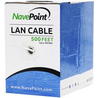 NavePoint Cat6 (CCA), 500ft, White, Solid Bulk Ethernet Cable, 550MHz, 23AWG 4 Pair, Unshielded Twisted Pair (UTP)