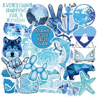 Blue Vsco Stickers for Hydro Flask,50PCS Laptop Stickers Waterproof Vinyl Trendy Aesthetic for Water Bottle, Laptop, Phone