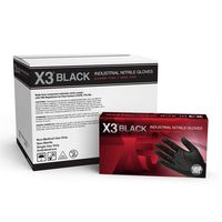 X3 Industrial Black Nitrile Gloves - 3 mil, Latex Free, Powder Free, Textured, Disposable, Large, BX346100, Case of 1000