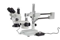 AmScope 3.5X-90X Simul-Focal Stereo Zoom Microscope on Boom Stand with an LED Ring Light