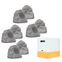 Theater Solutions 4R4G Outdoor Granite Rock 4 Speaker Set with Wire for Deck Pool Spa Patio Garden