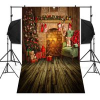 Unpara 2018 Christmas Tree Backdrops Vinyl 3x5FT Fireplace Background Photography Studio (D)