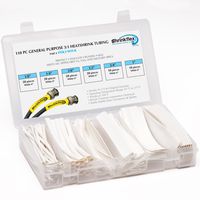 Shrinkflex -HSK3-WH-K - 3:1 General Purpose Heatshrink Tubing Kit - 110 pcs, 6" lengths, 6 sizes, White