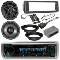 Select 1996-13/2006-13 Harley Davidson Touring: Kenwood Digital Media Radio, 2X Kicker 6.5" CS Speakers, Dash Radio Install Kit, Speaker Adapters, Thumb Control Module, Antenna