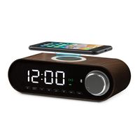 COBY Digital LED Alarm Clock Built In 10W HD Bluetooth Speakers FM Radio QI Certified Fast Wireless Charger for iPhone, Samsung and More,USB port Battery Backup Aux In, Dimmer for Bedroom, Office Desk