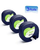 Replace DYMO Letratag Refills, 3 Rolls LT Paper Labels 1/2 Inch Self-Adhesive Labeling Tapes Compatible LetraTag 100H Plus/LT 100H/ 100T/ Letra Tag QX50 Labeler, Black Print on Matte White, 39 Feet