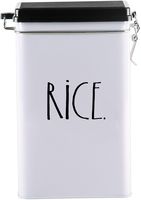 Rae Dunn Tin Storage Box With Metal Clamp Locking Lid (Rice)
