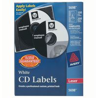 Avery CD Labels for Laser Printers, White, 100 Disc Labels and 200 Spine Labels (5698)