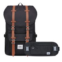 KAUKKO Laptop Outdoor Backpac, Traveling Rucksack Fits 15.6 Inch Laptop (0-Black(2pc))