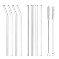 Hiware Reusable Glass Drinking Straws - 10" x 10 mm - Smoothie Straws for Milkshakes, Frozen Drinks, Smoothies, Bubble Tea - Environmentally Friendly