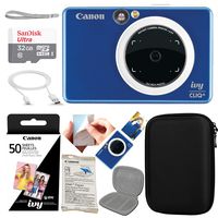 Canon Ivy CLIQ+ Instant Camera Printer (Sapphire Blue) w/ 60 Sheets of Photo Paper Kit + 32GB Micro SD Card and All-Inclusive Device Case Bundle