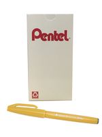Pentel Arts Sign Pen Touch, Fude Brush Tip, Yellow Ink, Box of 12 (SES15C-G)