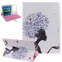 Galaxy Tab S 10.5 Case, NSSTAR Butterfly Fairy Girl Flower Pattern Inlaid Shiny Glitter Rhinestone PU Leather Flip Protective Case Cover with Stand for Samsung Galaxy Tab S 10.5 Inch (Girl Blue)