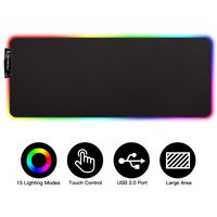MoKo RGB Gaming Mouse Pad, Large Extended Glowing Led Mousepad with 15 Lighting Modes and USB 2.0 Port, Non-Slip Rubber Base Computer Keyboard Pad Mat for Gamer, 32.09 x 12 x 0.16 Inch - Black