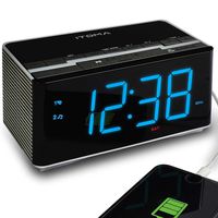 iTOMA Electronic Alarm Clock Radio-Bluetooth Stereo Speakers,FM Radio,Dual Alarm,Snooze,Brightness Dimmer,USB Charging Port,Backup Battery(CKS3501BT)
