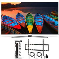 LG UH7700 Super UHD 4K Smart TV w/webOS 3.0 Accessory Bundle with Slim Flat Wall Mount Ultimate Kit and Power Strip with Dual USB Ports (65-inch)