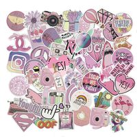 Laptop Stickers , 53 Pcs Waterproof Vinyl Pink Cute Vsco Stickers for Water Bottles Car Skateboard Bumper Macbook Phone Cases Helmet