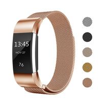 Keasy Replacement Bands Compatible with Fitbit Charge 2, Stainless Steel Metal Lock Replacement Wristband for Women Men (Large (6.1-9 Inch), Rose Gold)