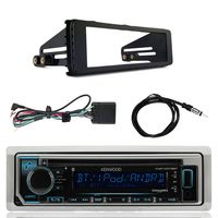 Kenwood KMRD372BT Marine CD Bluetooth Radio, Enrock Harley Dash Kit, Marine Antenna - 40 (Select '98-'13 Harleys)