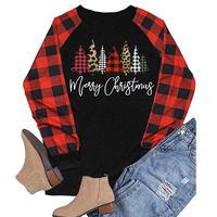 Winsummer Women O Neck Christmas Tree Graphic Tees Blouse Long Raglan Sleeve Baseball T Shirt Top