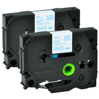 GREENCYCLE Compatible for Brother P-Touch TZe-FA3 TZe FA3 Blue on White Fabric Iron-on Tape 12mm x 3m 1/2" x 10ft for PT-1890 PT1890 Label Maker 2 Pack