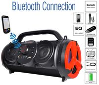 Boytone BT-18RG Portable Bluetooth Boombox Speaker, Indoor/Outdoor, 25W, Loud Sound, Deeper Bass, EQ, 5" Subwoofer, 2 x 3.25 Tweeter, FM, 9H Playtime, USB, Micro SD, AUX, Microphone, Recording, Light
