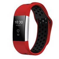 iGK Silicone Replacement Bands Compatible for Fitbit Charge 2, Adjustable Breathable Sport Strap Smartwatch Fitness Wristband with Air Holes Red Black Large