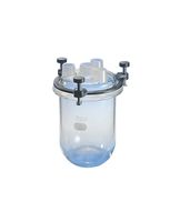 Corning Pyrex Borosilicate Glass Cylindrical Resin Reaction Kettles Flask with Covers, Four-Neck Standard Taper Joints, 2000ml Capacity