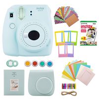 Fujifilm INSTAX Mini 9 Instant Camera (Ice Blue) with Twin Instant Film Pack (20 Shots) and 7-1 Accessory Gift Bundle (3 Items)