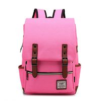 15 inches Retro backpack School bag Notebook Computer Neutral Canvas Backpack (rose Red)