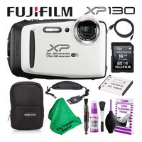 Fujifilm FinePix XP130 (600019827) Waterproof Digital Camera (White) Budget-Friendly Camera Accessory Bundle Includes Camera Cleaning Kit, Zippered Carrying Case, and Lots More