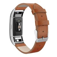 SWEES Leather Bands Compatible with Fitbit Charge 2, Genuine Leather Replacement Large (6.4" - 8.3") Wristband Women Men, Black, Coffee Brown, Blue, Retro Brown, Dark Brown