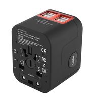 4Usb Global Travel Power Adapter and 3.5 Amps Charging Interface, International Common Plugs and Sockets, Built-in Backup Insurance By SWONVI (Black-White T)
