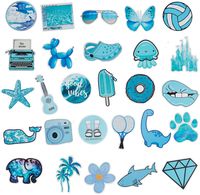 Vsco Stickers for Water Bottles, 53 Pack Waterproof Laptop Stickers Trendy Aesthetic Stickers for Guitar, Laptop, Luggage, Skateboard, Stickers for Kids, Girls,Teens (Blue)