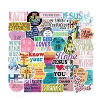XUBX Water Bottle Stickers Packs,Jesus 50pcs Waterproof Vinyl Sticker, Laptop Luggage Phone Car Skateboard for Teenager Stickers (Christian)