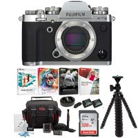 Fujifilm X-T3 Mirrorless Digital Camera Body (Silver) Accessory Bundle + Sandisk 128GB Ultra UHS-I + 2 NP-W126 & Dual Charger + Tripod + Deluxe Photo Software