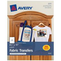 Avery Printable T-Shirt Transfers, For Use on Light Fabrics, Inkjet Printers, 12 Paper Transfers (3275)