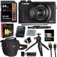 Canon PowerShot G7X Mark III 20.1MP 4K Digital Camera (Black) with 4.2X Optical Zoom Lens 24-100mm f/1.8-2.8 Black 3637C001 with 64GB Memory, Tripod, Camera Bag, HDMI Cable, Cleaning Kit Bundle