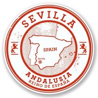 2 x 10cm/100mm Sevilla Seville Spain Vinyl SELF ADHESIVE STICKER Decal Laptop Travel Luggage Car iPad Sign Fun #6580