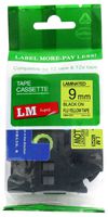 LM Tapes - Brother PT-1890 3/8" (9mm 0.35 Laminated) Black on Bright Yellow (Fluorescent) Compatible TZe P-touch Tape for Brother Model PT1890 Label Maker with FREE Tape Guide Included
