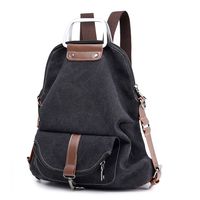 SUNNY SHOP Laptop Travel Backpack For Women Travel Shoulder Bag Canvas School Backpack Waterproof Lightweight Black