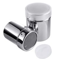 Luxtrip 2 pack Sugar shaker Stainless steel flavoring bottle With a lid mesh Sugar powder bottle Cocoa powder cinnamon chocolate coffee Dusting device Dining utensils