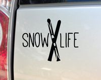 Nashville Decals Snow Life Skiing Skier Vinyl Decal Laptop Car Truck Bumper Window Sticker, 5" x 6.5", Black